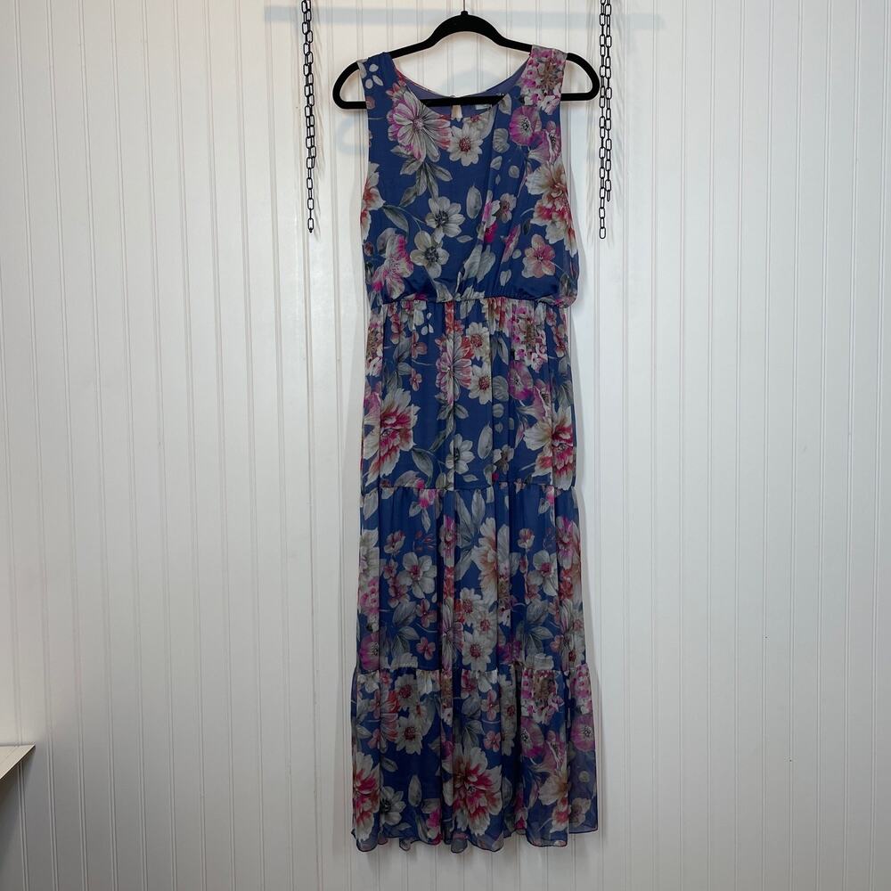 NWT LARA G by Lara Guidotti Garden Floral Airy Silk Blend Maxi Dress Size L - Picture 1 of 9